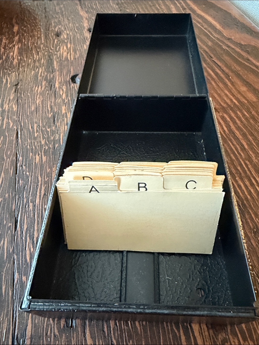Buddy Products - Vintage Black Index Card File Box with Alphabet Tabs - Black